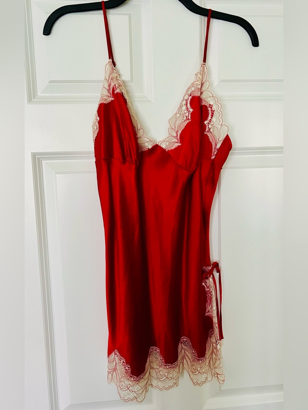 Victoria's Secret Vintage Red Silk & Lace Slip Lingerie